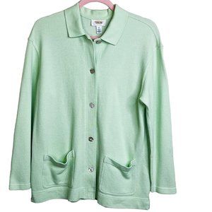 Talbots Pastel Green Button Front Cardigan Sweater
